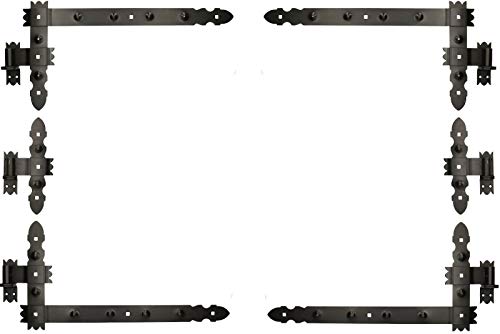 KOTARBAU® Winkelband 600 x 300mm 6 tlg. Kloben Mittelband Kreuzband Fensterladenband Winkelscharnier Türband Torband Pulverbeschichtet Fensterband von KOTARBAU