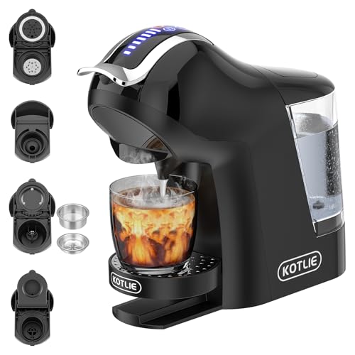 KOTLIE 5-in-1 Multifunktions-Kapselkaffeemaschine, kompatibel mit Kaffeekapseln, Kaffeepulver und ESE(44mm), einstellbare Wassermenge und Temperatur, großer Wassertank(EM-308A) von KOTLIE