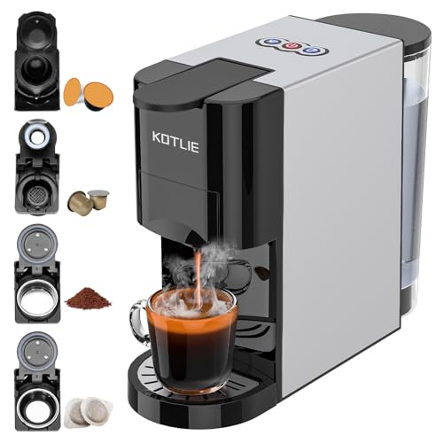 KOTLIE AC-513K 4 in 1 Kapsel Kaffeemaschine für NES/DG/Mischkaffee/ESE Pads（44mm),19Bar,1450W,800ml von KOTLIE