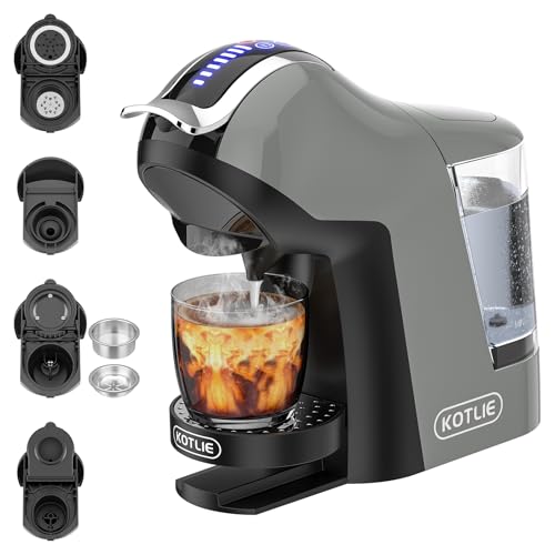 KOTLIE EM-308A 5 in 1 Kaffeemaschine, unterstützt doppelte Extraktion für Heiß- und Kaltgetränke, mit vier wählbaren Temperaturen und sieben Stufen der Wassermengenregulierung(GRAU) von KOTLIE