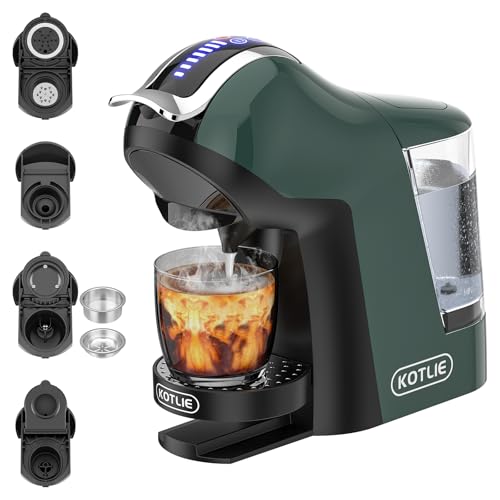 KOTLIE EM-308A 5 in 1 Kaffeemaschine, unterstützt doppelte Extraktion für Heiß- und Kaltgetränke, mit vier wählbaren Temperaturen und sieben Stufen der Wassermengenregulierung(GRÜN) von KOTLIE