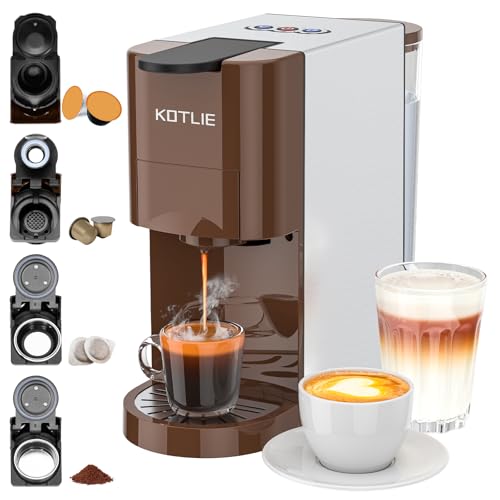 KOTLIE Kaffeemaschine, 4-in-1-Kaffeemaschine für NES/DG/Kaffeepulver/ESE(44mm),19 Bar,800ml von KOTLIE