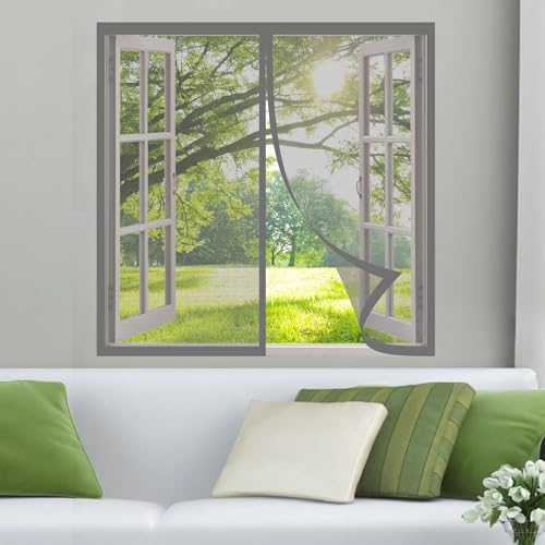 Fliegengitter Fenster 110 x 110 cm Insektenschutz Fliegengitter Fenster mit Rahmen Ohne Bohren Stärkere Magneten für Ohne Bohren, Grau Fliegengitter Fenster 110 x 110 cm Insektenschutz Fliegengitter Fenster mit Rahmen Ohne Bohren Stärkere Magneten für Ohne Bohren, Grau von KOUDU