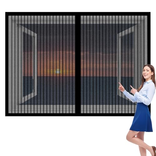 Fliegengitter Fenster Magnetband 146 x 110 cm Insektenschutz Magnetisches Fliegengitter Ohne Bohren Hält Die Frischluftzirkulation für Fensteren Patio, Schwarz Fliegengitter Fenster Magnetband 146 x 110 cm Insektenschutz Magnetisches Fliegengitter Ohne Bohren Hält Die Frischluftzirkulation für Fensteren Patio, Schwarz von KOUDU