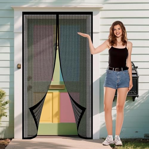 Fliegengitter Tür Magnet 129 x 266 cm Kinderleichte Klebemontage Ohne Bohren Insektenschutz Balkontür Fliegenvorhang für Wohnzimmer Schiebetür, Schwarz Fliegengitter Tür Magnet 129 x 266 cm Kinderleichte Klebemontage Ohne Bohren Insektenschutz Balkontür Fliegenvorhang für Wohnzimmer Schiebetür, Schwarz von KOUDU