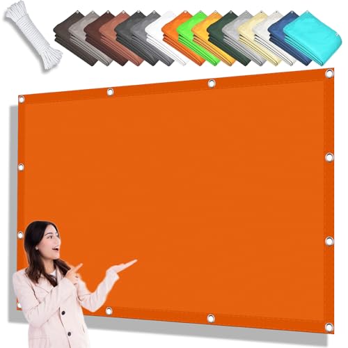 Garten Schattierungsnetz 3.5 x 8 m Wasserdicht Rechteckig Uv-Beständig Balkon Blickdicht Sichtschutz mit Ösen Segeltuch 4 × 1.5 M Seile für Balkon Garten, Orange von KOUDU