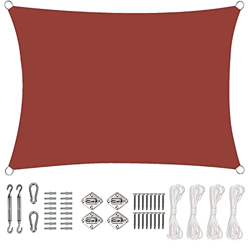 KOUDU Sonnensegel Sonnenschutz Garten 3x4m Rechteckig Sonnensegel Quadrat strapazierfähig, für Garten Outdoor Terrasse Camping Party, Weinrot von KOUDU