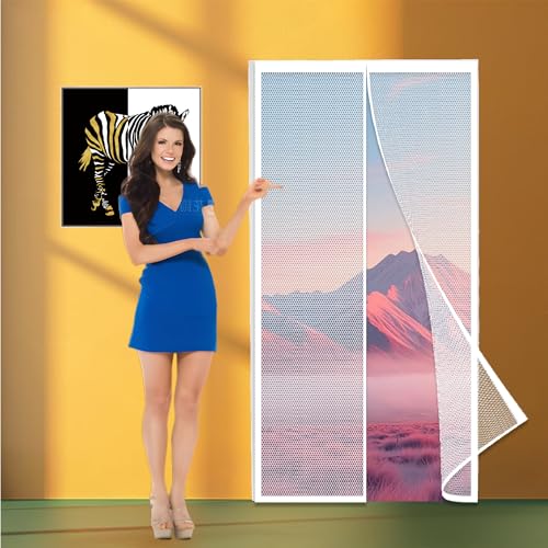Magnet Fliegengitter Tür Insektenschutz 90 x 290 cm Magnetisches Moskitonetz Ohne Bohren, Einfache Montage für Wohnzimmer Terrassentür, Weiß von KOUDU