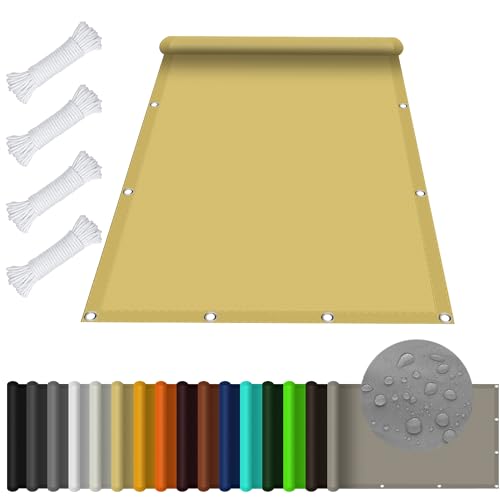 Sonnensegel Rechteckig 0.5 x 4.2 m, Wasserdicht 98% UV Schutz Balkon Sichtschutz inkl Befestigungsseile für Garten Terrasse, Creme Farben Sonnensegel Rechteckig 0.5 x 4.2 m, Wasserdicht 98% UV Schutz Balkon Sichtschutz inkl Befestigungsseile für Garten Terrasse, Creme Farben von KOUDU