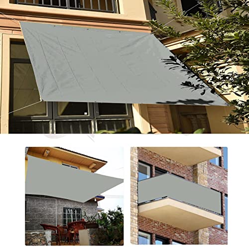 Sonnensegel Rechteckig 2x2m Nylon Kabelbinder Und Kordel Balkon Sichtschutz für Terrasse, Balkon, Pool und Garten, Hellgrau von KOUDU