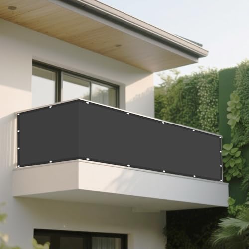 Sonnensegel Rechteckig 372 x 392 cm Rechteckig Wasserdicht 98% UV Schutz Sonnenschutz Segelschirm Sonnenschutz Segel mit Ösen Und Befestigungsseile für Balkon Terrasse, Dunkelgrau von KOUDU
