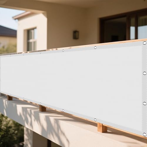 Sonnensegel Rechteckig Wasserdicht 112 x 385 cm Rechteckig Wasserdicht 98% UV Schutz Sonnenschutz Netz Vielen Größen mit Spannseilen für Terrasse Balkon, Weiß Sonnensegel Rechteckig Wasserdicht 112 x 385 cm Rechteckig Wasserdicht 98% UV Schutz Sonnenschutz Netz Vielen Größen mit Spannseilen für Terrasse Balkon, Weiß von KOUDU