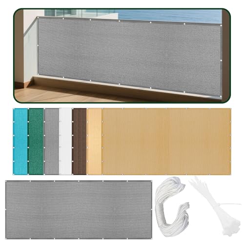 Sonnensegel Sonnenschutz 0.9 x 3.8 m Rechteckig Atmungsaktiv 98% UV Schutz Segeltuch Pergola Überdachung Plane mit Ösen Und Befestigungsseile für Terrasse Camping, Hellgrau Sonnensegel Sonnenschutz 0.9 x 3.8 m Rechteckig Atmungsaktiv 98% UV Schutz Segeltuch Pergola Überdachung Plane mit Ösen Und Befestigungsseile für Terrasse Camping, Hellgrau von KOUDU