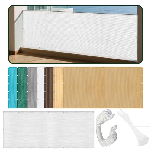 Sonnensegel Sonnenschutz 1.1 x 3.2 m Rechteckig Atmungsaktiv 98% UV Schutz Segeltuch Pergola Überdachung Plane mit Ösen Und Befestigungsseile für Terrasse Camping, Weiß Sonnensegel Sonnenschutz 1.1 x 3.2 m Rechteckig Atmungsaktiv 98% UV Schutz Segeltuch Pergola Überdachung Plane mit Ösen Und Befestigungsseile für Terrasse Camping, Weiß von KOUDU