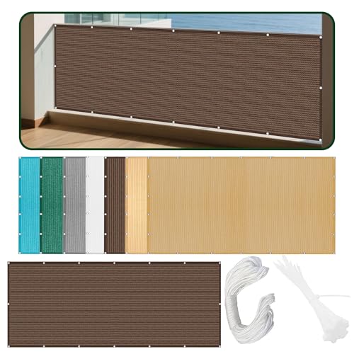 Sonnensegel Sonnenschutz 1.2 x 3.4 m Rechteckig Atmungsaktiv 98% UV Schutz Segeltuch Pergola Überdachung Plane mit Ösen Und Befestigungsseile für Terrasse Camping, braun Sonnensegel Sonnenschutz 1.2 x 3.4 m Rechteckig Atmungsaktiv 98% UV Schutz Segeltuch Pergola Überdachung Plane mit Ösen Und Befestigungsseile für Terrasse Camping, braun von KOUDU