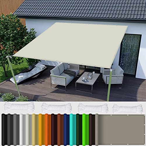 Sonnensegel Sonnenschutz 4 x 8 m wasserabweisend imprägniert Quadrat Sonnensegel Leinwand für Terrasse, Balkon, Pool und Garten, Elfenbein von KOUDU