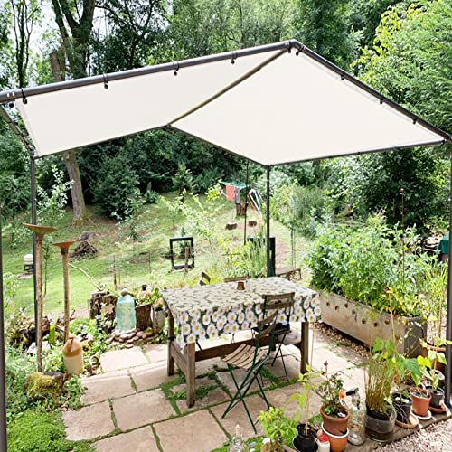 Sonnensegel Sonnenschutz Garten 2x8m Mit Ösen Und Kordel Polyester für Balkon, Pool, Garten Sonnensegel, Weiß von KOUDU