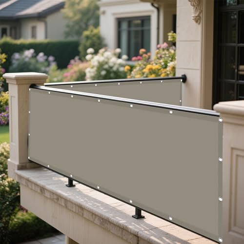 Sonnensegel Wasserabweisend 135 x 295 cm Rechteckig Wasserdicht 98% UV Schutz Segeltuch Pergola Vielen Größen mit Spannseilen für Balkon Garten Terrasse, Khaki von KOUDU