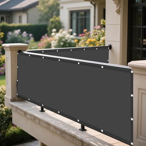 Sonnensegel Wasserabweisend 345 x 415 cm Rechteckig Wasserdicht 98% UV Schutz Segeltuch Pergola Vielen Größen mit Spannseilen für Balkon Garten Terrasse, Dunkelgrau von KOUDU