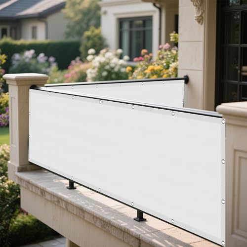 Sonnensegel Wasserabweisend 365 x 385 cm Rechteckig Wasserdicht 98% UV Schutz Segeltuch Pergola Vielen Größen mit Spannseilen für Balkon Garten Terrasse, Weiß von KOUDU