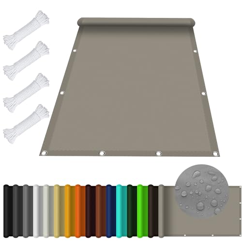 Sonnensegel Wasserdicht Rechteckig 2.8 x 4 m, Wasserdicht 98% UV Schutz Zaunblende Sichtschutz inkl Befestigungsseile für Garten Terrasse, Taupe von KOUDU