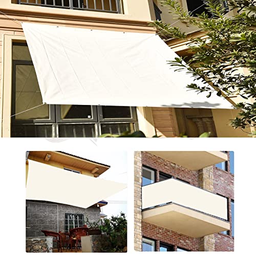 Sonnensegel inkl Befestigungsseile Wetterbeständig 1x8m Nylon Kabelbinder Und Kordel Zaunblende Sichtschutz für Camping Terrasse Balkon Garten, mit Montagekit, Weiß Sonnensegel inkl Befestigungsseile Wetterbeständig 1x8m Nylon Kabelbinder Und Kordel Zaunblende Sichtschutz für Camping Terrasse Balkon Garten, mit Montagekit, Weiß von KOUDU