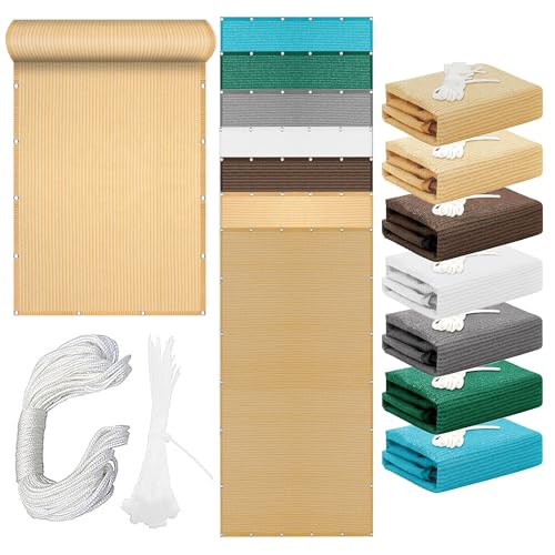 Sonnensegel mit Ösen 1 x 3.6 m Rechteckig Atmungsaktiv 98% UV Schutz Beschattungsnetz mit Ösen Und Befestigungsseile für Terrasse Garten, Creme Farben Sonnensegel mit Ösen 1 x 3.6 m Rechteckig Atmungsaktiv 98% UV Schutz Beschattungsnetz mit Ösen Und Befestigungsseile für Terrasse Garten, Creme Farben von KOUDU