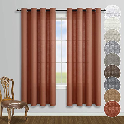 KOUFALL Terrakotta-Vorhänge, 160 cm Länge für Schlafzimmer, 2 Paneele, Set, Ösen, Fenster, halbtransparent, gebrannt, orange, rot, rostfrei, Westerndekoration, 132x160 cm lang von KOUFALL