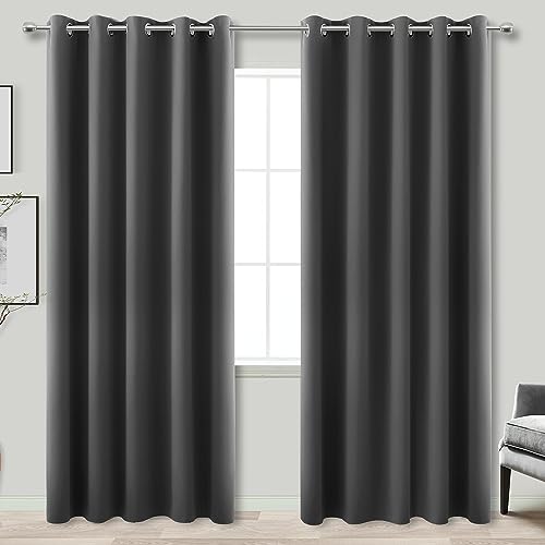 KOUFALL, Verdunkelungsvorhänge für Schlafzimmer, 183 x 228 cm, Dunkelgrau von KOUFALL