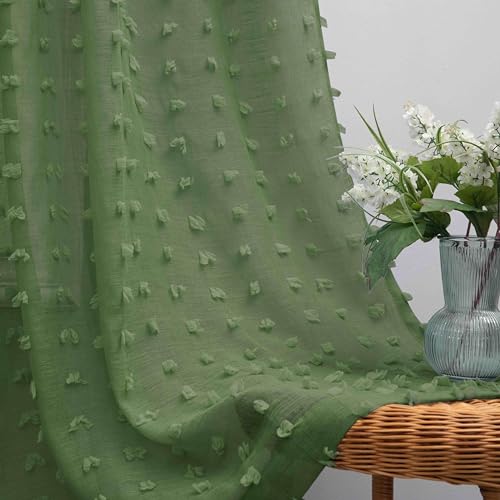 KOUFALL Vorhänge für Wohnzimmer und Schlafzimmer, durchscheinend, Boho-Stil, strukturiert, Pompons, tropische Fenstervorhänge, 2 Paneele im Set, 213 cm lang, Dunkelolivgrün KOUFALL Vorhänge für Wohnzimmer und Schlafzimmer, durchscheinend, Boho-Stil, strukturiert, Pompons, tropische Fenstervorhänge, 2 Paneele im Set, 213 cm lang, Dunkelolivgrün von KOUFALL