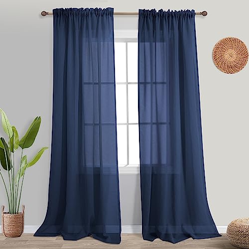 Marineblaue Vorhänge 274 cm lang für Wohnzimmer großes Fenster 2 Paneele Set Stangentasche Luxus Leinenoptik Lichtfilterung halbtransparent extra Indigo Terrasse Schlafzimmer Flur Salon 2,4 m Länge Marineblaue Vorhänge 274 cm lang für Wohnzimmer großes Fenster 2 Paneele Set Stangentasche Luxus Leinenoptik Lichtfilterung halbtransparent extra Indigo Terrasse Schlafzimmer Flur Salon 2,4 m Länge von KOUFALL
