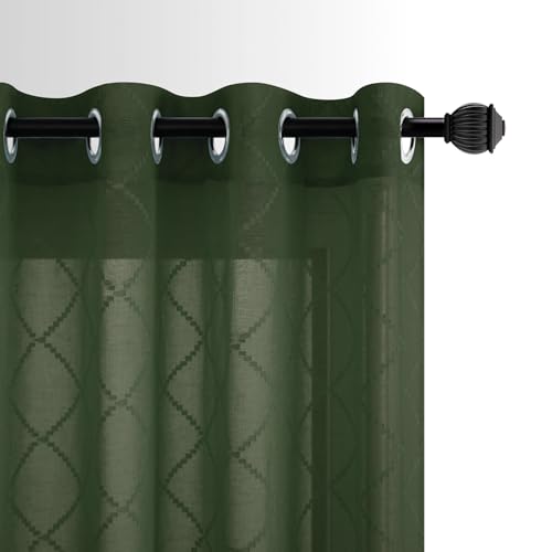 Ösenvorhänge mit Diamantmuster in Leinenoptik, transparent, Olivgrün, 132 x 244 cm Ösenvorhänge mit Diamantmuster in Leinenoptik, transparent, Olivgrün, 132 x 244 cm von KOUFALL