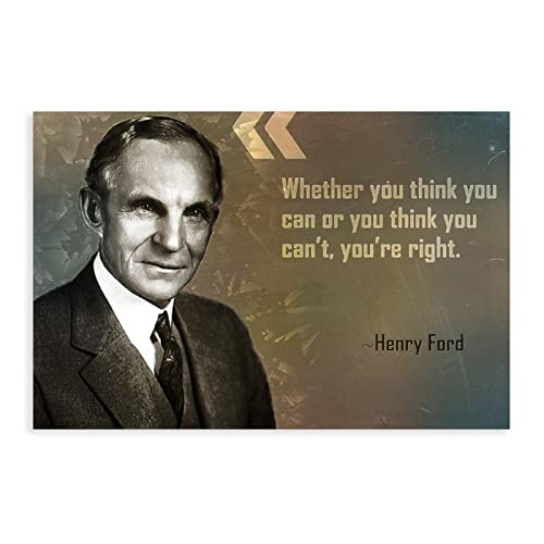KOURT Henry Ford Motivierendes Zitat "Whether You Think", Leinwand-Poster, Schlafzimmer, Dekoration, Sport, Landschaft, Büro, Raumdekoration, Geschenkrahmen: 50 x 75 cm von KOURT