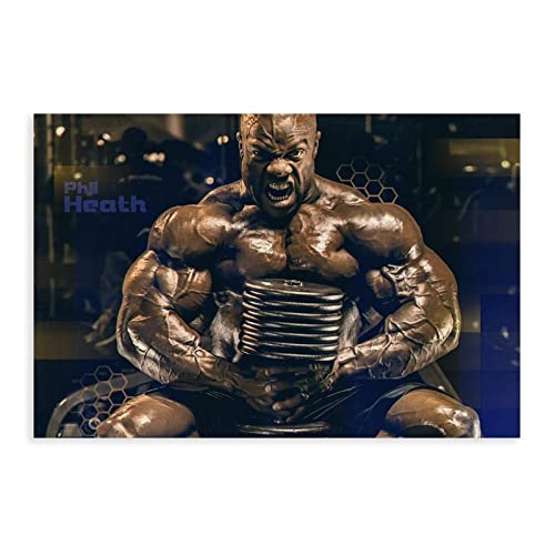 KOURT Phil Heath Bodybuilding Fitness Motivationsposter, 1 Leinwand-Poster, Schlafzimmer, Dekoration, Sport, Landschaft, Büro, Raumdekoration, Geschenkrahmen: 50 x 75 cm von KOURT