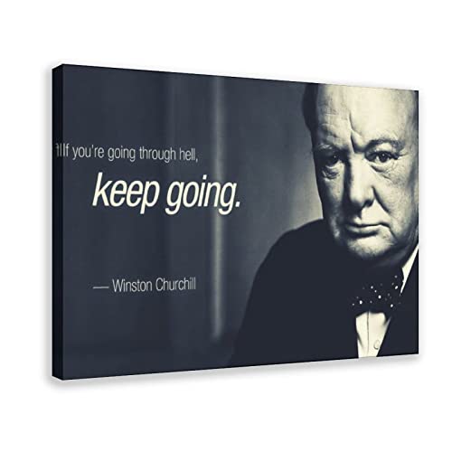 KOURT Winston Churchill Motivierendes Zitat auf Leinwand, Poster, Wandkunst, Dekoration, Bild für Wohnzimmer, Schlafzimmer, Dekorationsrahmen: 40 x 60 cm von KOURT