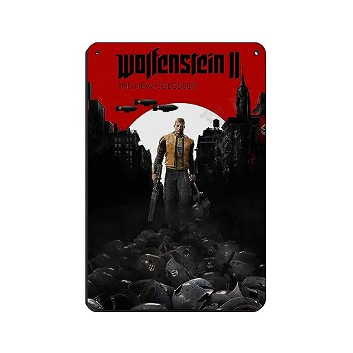 KOURT Wolfenstein II The New Colossus 2017 Game Retro Poster Metall Blechschild Chic Art Retro Eisen Malerei Bar Menschen Höhle Cafe Familie Garage Poster Wanddekoration 20 x 30 cm von KOURT