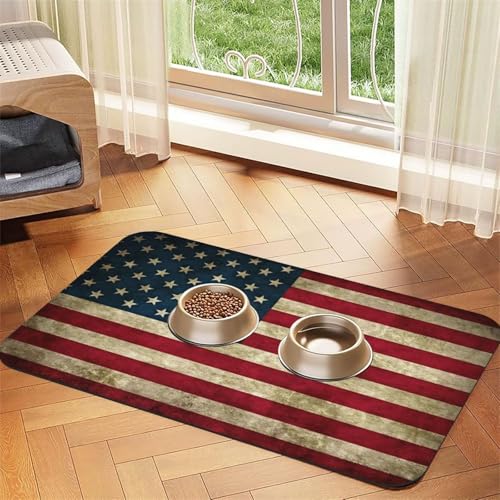 Futternapf-Matte mit amerikanischer Flagge, Haustier-Futtermatte für Boden, Haustierbedarf, Wassernapf-Matte für Hunde von KOUUIP
