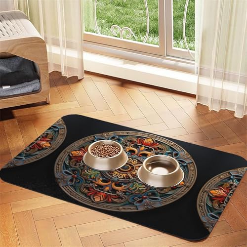 Medallion Multi Print Katzenfuttermatte Haustier Fütterungsmatte für Boden Haustier Zubehör Hund Wassernapf Matte Hund Essentials Medallion Multi Print Katzenfuttermatte Haustier Fütterungsmatte für Boden Haustier Zubehör Hund Wassernapf Matte Hund Essentials von KOUUIP