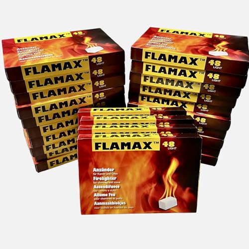 12x 48er Pack Anzündwürfel Kaminanzünder Kohleanzünder Anzünder Würfel Zünder Grillanzünder Ofenanzünder für Kamin, Ofen Kohlenanzünder Anzündwolle Anmachwürfel + 1 Bildmagnet von KOVA