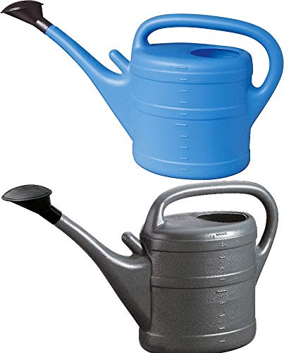 2X Gießkanne 10L HELLBLAU + ANTHRAZIT + 1x KÜHLSCHRANKMAGNET! Giesskanne Kunststoff für groß & klein Garten & Zimmerpflanzen Gießkannen Gieskanne Gieskannen 10 Liter Watering Can Gieskannen10Liter lr von KOVA