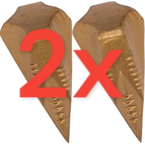 KOVA® 2X Spaltgranate ca.1,6kg Hochwertiger Spaltkeil Keil-Kreuzform Spezialstahl für Holzspaltung Holz Spaltaxt Spalthammer Holzspalter Spaltwerkzeug Drehspaltkeil Drehkeil Fällkeil, Gold von KOVA