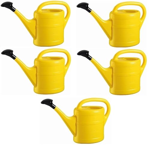 5X Gießkanne 5L GELB + 1x KÜHLSCHRANKMAGNET! Gießkannen Kunststoff für groß & klein, Garten & Zimmerpflanzen Gieskanne Gieskannen Giesskanne 5 Liter Watering Can Kinder Zimmergießkanne von KOVA