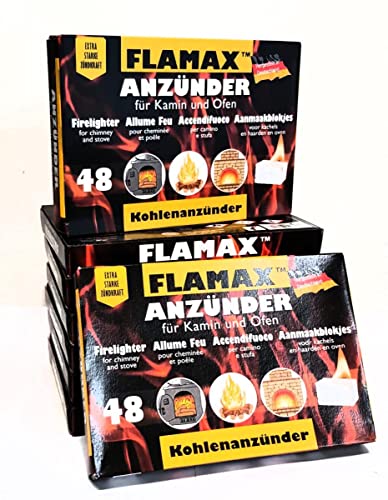 3456x Kohleanzünder + 1 GRATIS STURMFEUERZEUG! Anzündwürfel Grillanzünder Kaminanzünder (72x 48er) Ofenanzünder Feueranzünder für Ofen, Kamin, Grill & Kaminofen, Kohlenanzünder Anzünder Anzündwolle von KOVA