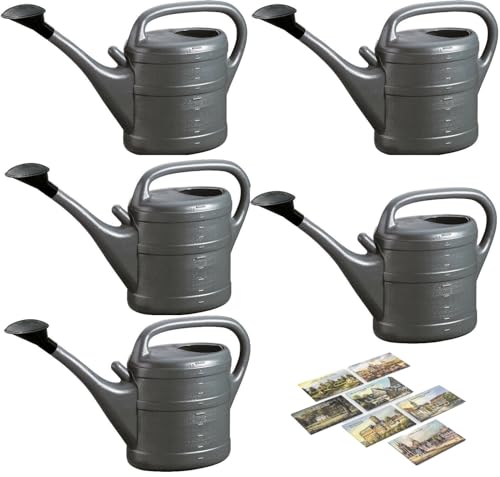 5X Gießkanne 10L ANTHRAZIT + 1x KÜHLSCHRANKMAGNET! Blumenkanne Kunststoff für groß & klein Garten & Zimmerpflanzen Gießkannen Gieskanne Gieskannen Giesskanne 10 Liter Watering Can Gieskannen10Liter lr von KOVA