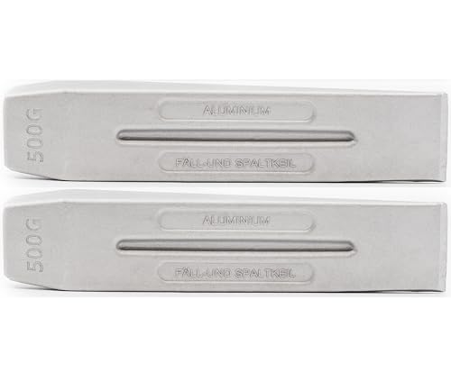 KOVA® 2X Profi ALU Spaltkeil Massiver Spaltkeil in Keilform aus Spezialaluminium für Holzspaltung Holz Spaltaxt Spalthammer Holzspalter Drehspaltkeil Drehkeil Spaltgranate Fällkeil Silber von KOVA