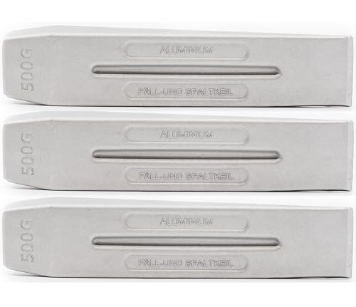 KOVA® 3X Profi ALU Spaltkeil Massiver Spaltkeil in Keilform aus Spezialaluminium für Holzspaltung Holz Spaltaxt Spalthammer Holzspalter Drehspaltkeil Drehkeil Spaltgranate Fällkeil Silber von KOVA