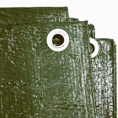 KOVA Abdeckplane 3 x 4m GRÜN Wasserdicht + 1x Bildmagnet! Gewebeplane mit Ösen Gartenplane Tarnplane Plane für Outdoor & Garten Holz Gartenmöbel Camping & Survival Ausrüstung (3 x 4 m, grün) von KOVA