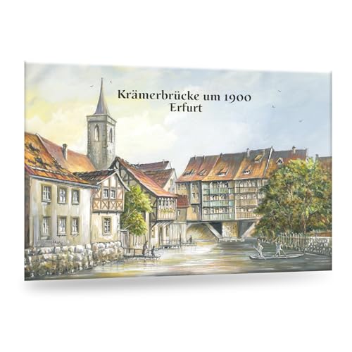 VALDEIG Kühlschrank Magnet Alt Erfurt - die Krämerbrücke um 1900 - Kühlschrankmagnet Deutschland, Germany, Thüringen Souvenir, Magnete für Kinder, Kühlschrankmagnete Geschenk für Magnetkühlschrank von KOVA