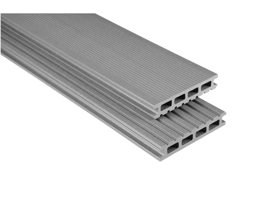 KOVALEX WPC Kovalex-Terrassendiele grau mattiert - Stärke/Breite 26x145 mm, Länge 4 m, grob / fein geriffelt, Hohlkammerprofil von KOVALEX