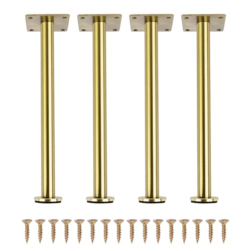 KOVNISE 4Pcs Einstellbare Höhe Möbel Füße 9.84 Zoll Hochwertige Bett Unterstützung Beine Ersatz für Sofa Kommode Bett Rahmen Möbel Heavy Duty Metall Bett Latten Stützbeine (Golden) von KOVNISE